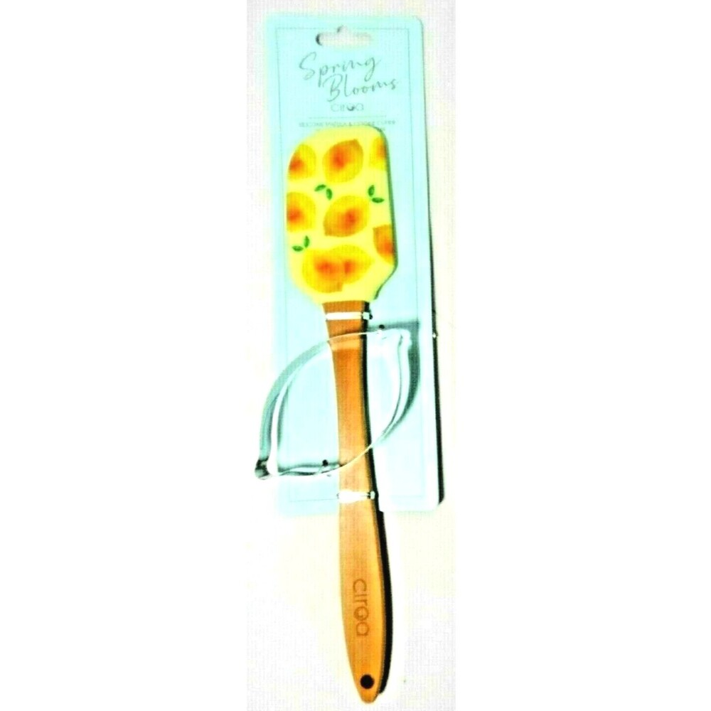 Ciroa Lemons Spatula Wood Handle Silicone Metal Lemon Cookie Cutter 2-Pc NEW